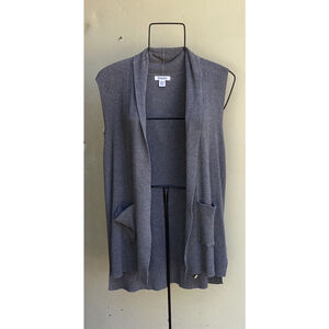 Hampshire Studio Sleeveless Knit Vest Open Front Cardigan Women's Sz Large Gray